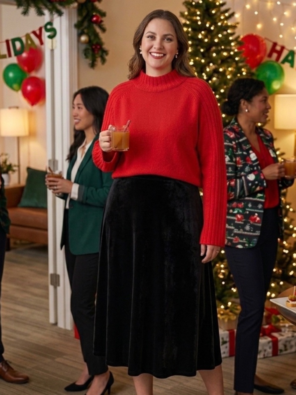 Ava & Viv Red Mock Neck Knit Sweater 3X Cozychic Holiday Style Christmas Party